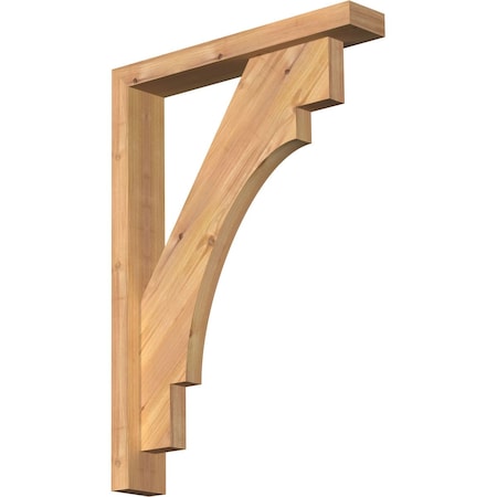 Ekena Millwork Merced Block Smooth Bracket w/ Offset Brace, Western Red Cedar, 3 1/2"W x 20"D x 28"H BKT0402X20X28MRC05SWR